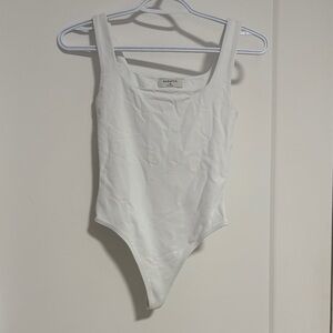 Babaton White Square-Neck Bodysuit